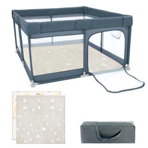 Joypony 50'' Baby Playpen with Mat: Large, Safe and Convenient Play Area for Infants and Toddlers