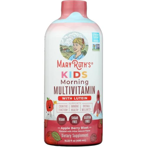 MARYRUTH'S Liquid Morning Multivitamin for Kids | Kids Multivitamin | Immune Support Supplement | Vitamin C | Vitamin D | Essential Nutrients | Vegan | 30-180 Servings | 15.22 fl oz