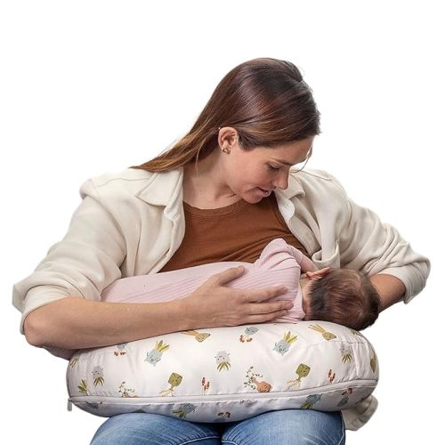 Boppy Nursing Pillow - Ergonomic Bottle & Breastfeeding Pillow with High, Firm, Large Area, Water-Repellent Cushion with Washable Cover; Baby Safety Alliance Verified - Tan Happy Houseplants