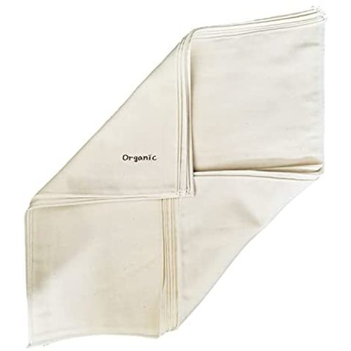 Angel-In-Moms Organic Cotton Cloth Bamboo Gauze Handkerchief 10 Pack Baby Washcloths, Wide Size 14 inch x 14 inch, Facial Cleansing Cloths, Hankies Bath Towel Soft Muslin Baby Bib (Organic Embossing)