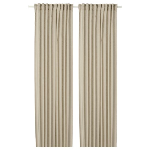 DYTÅG Curtains, 1 pair - beige/with heading tape 57x98 "