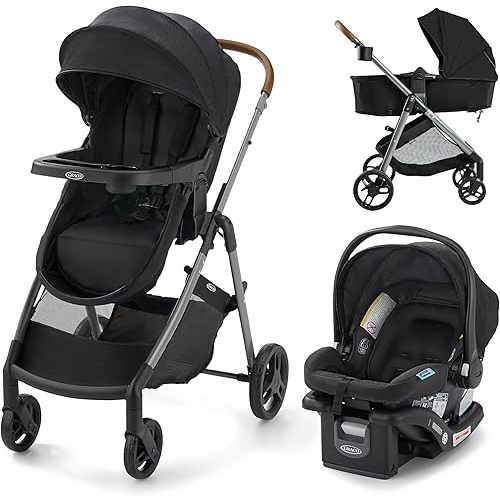 Graco Modes Trio Travel System | Riordan (Black) | 3-in-1 Baby Stroller and Car Seat Combo | Rear-Facing from 1.8-16 kg (4-35 lb)