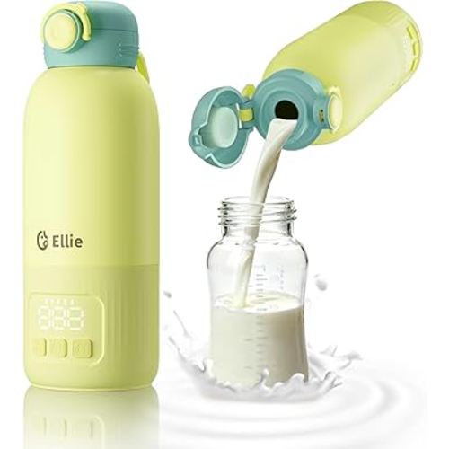 Ellie Portable Bottle Warmer for Travel, w/Reliable Warming, Extended Battery Life, Fast Heating of Breast Milk & Formula, 15 oz Large Capacity, Baby Bottle Warmer On The Go for Car & Airplane