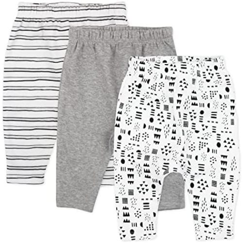 HonestBaby Unisex-Baby Multipack Harem Pants Roomy Fit Pull on Bottoms 100% Organic Cotton for Baby Boys, Girls