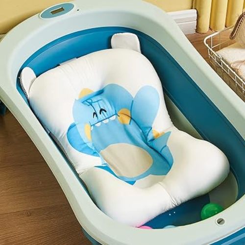 Soft Bath Mat & Cushion for Infants - Comfort Cushion Baby Bathtub Pad (Blue)