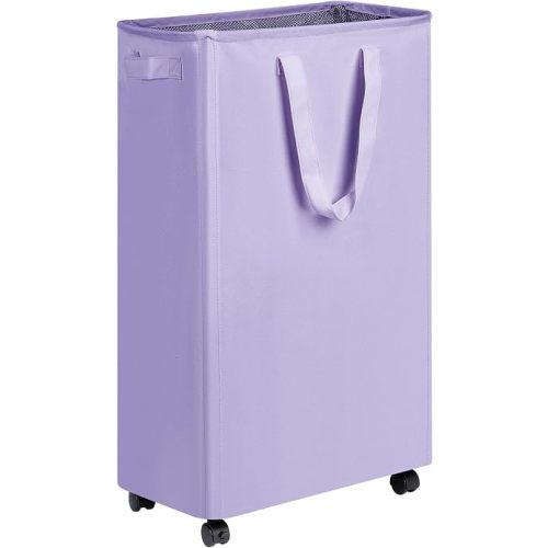 efluky Slim Laundry Hamper with Wheels, Rolling Laundry Basket for Clothes, Small Laundry Basket for Bedroom, Dorm and Laundry Room, 75L (19.8 Gallons) Purple