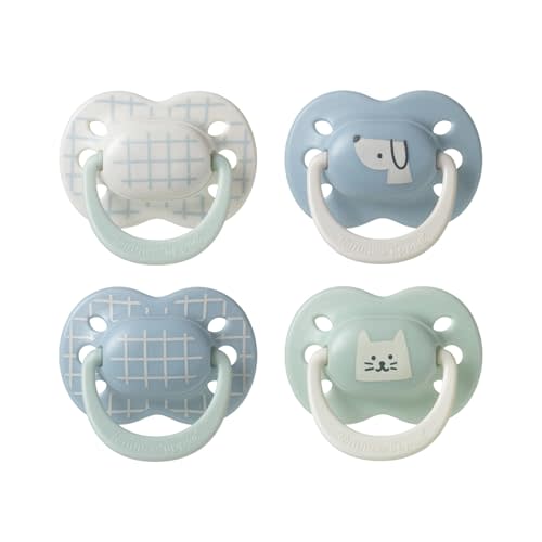 Tommee Tippee Ultimate Fit Newborn Pacifiers, 0-6 Months, Extra Air Holes, Symmetrical Nipple and Shield, 100% BPA Free Silicone, Dishwasher & Sterilizer Safe, Blue and Green, Pack of 4