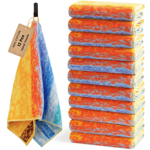 Hokku Designs 12-pack bathroom cotton hand towels with hanging loop | Wayfair