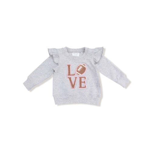 Ruffle Sweatshirt w/Patch, Grey Football Love