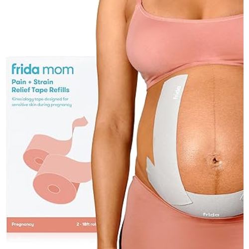 Frida Mom Pregnancy Belly Band, Discreet Belly Tape for Pregnant Skin, Maternity Belly, Support, Pain, and Strain Relief, 18ft Roll with Storage Dispenser