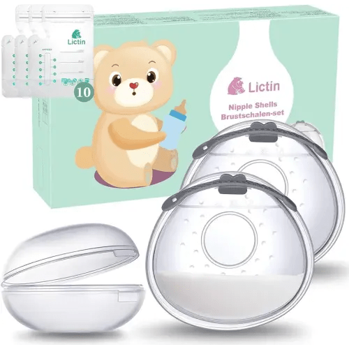 Lictin Breast Shell Breastmilk Collector for Breastfeeding-2 Pcs Silicone Breast Pad Nursing Cup Milk Saver for Nursing Moms Protect Sore Nipples Soft and Reusable with Box