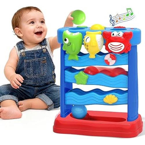 Juguetes para niños pequeños de 12 a 18 meses, juguete musical Montessori para bebés de 12 a 18 meses, juguete de alimentación interactivo con luces, juego de causa y efecto sensorial, regalos de