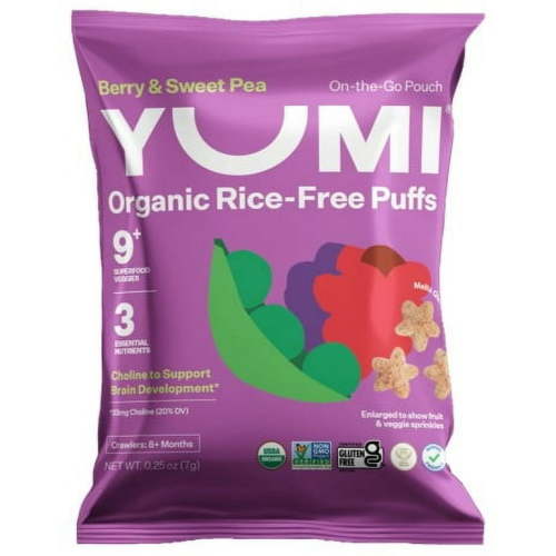 YUMI Organic Berry Sweet Pea Puffs Single Serve