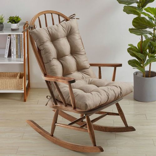 Rocking Chair Cushion 2 Piece Tufted Non Slip Set of Upper and Lower Cushions, Wine