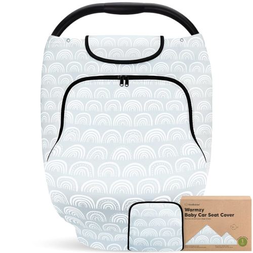 Baby Car Seat Cover for Boys, Girls - Breathable Infant Carseat Canopy for Winter, Rain, Universal Stretchy Fit Nursing Cover for Breastfeeding Newborns, Super Soft, Easy Access Zip Window (Iris)