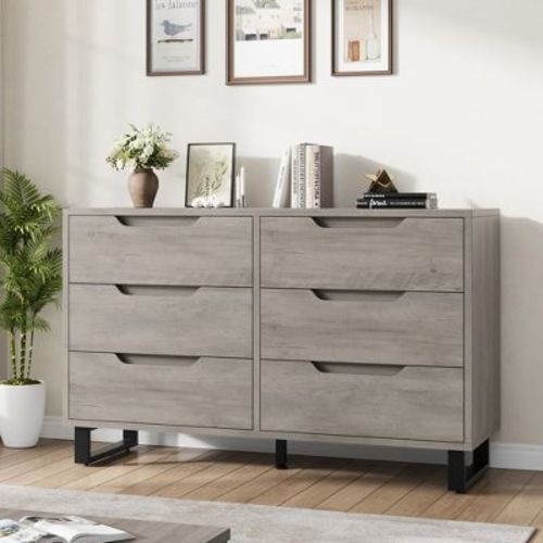 Garvee 6 Dresser for Bedroom, 47.2" Wide Dresser, Freestanding Vertical Drawer Cabinet with Storage, Wooden Closet Storage Chest for Bedroom