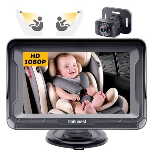 DoHonest Baby Car Camera HD 1080P - Rear-Facing Car Baby Monitor with Night Vision, Adjustable View Angle, Easy Setup, Anti-Glare Display, Safety for Kids & Infants