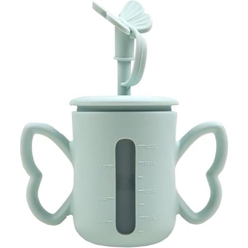 Dommy Sippy Cup for 6 Month Old Baby Sippy Cup with Straw Silicone Transition Sippy Cup Training Cup for Baby - 5 oz - Upgrade Version