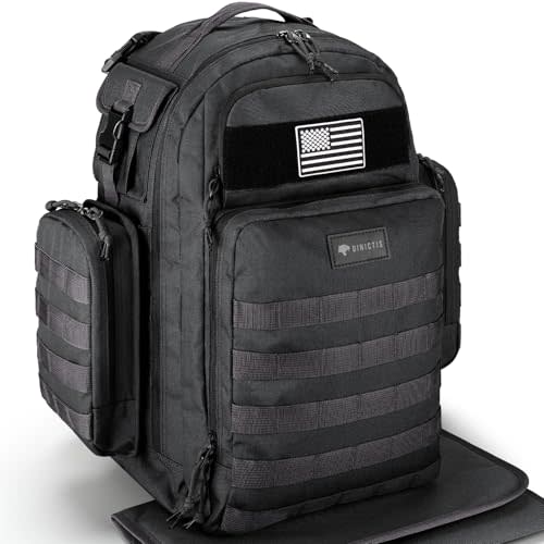 Dinictis Dad Diaper Bag, Mens Diaper Bag Backpack with Diaper Changing Mat, Military Diaper Backpack with Molle Webbing, Waterproof Pouch, Baby Wipes pocket, Insulated Bottle Pockets- Tropical Black