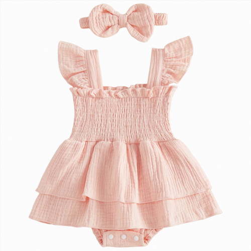 JUMEYU Newborn Infant Baby Girl Clothes Baby Girl Summer Clothes Infant Stripe Romper Dress Newborn Sleeveless Tutu Dresses Toddler Cute Outfit 0 3 6 9 12 18 24 Months (Pink,0-3 Months)