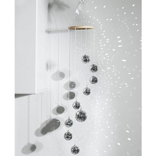 AceList Disco Ball Decor Sun Catcher Hanging Spiral Spinner 35 Inch Handmade Spiral Design with Big Disco Balls for Window Home Party Wedding Birthday Decoration, Indoor Use