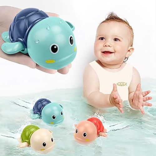 Bath Toys for Toddlers 1-3, Wind Up Swimming Turtle Baby Bath Toys, 3 Pack