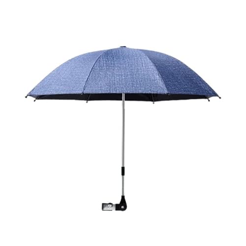 Convenient and Lightweight, Clip-On, Adjustable steering, The top of the umbrella can adjusted to bend, Universal, Umbrella Baby Stroller, Stroller Umbrella Attachment for Sun Protection denim blue