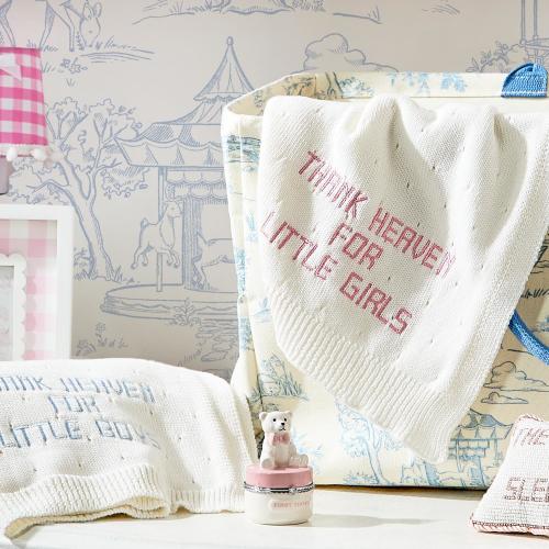 Thank Heaven Embroidered Knit Blanket (2 options) – Puddleducks Grenada