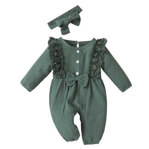 Staki Girls Pajamas Baby girl Outfit Newborn Romper Jumpsuits One Piece baby clothes Fall Cute Infant Clothing(Green,0-3 Months)