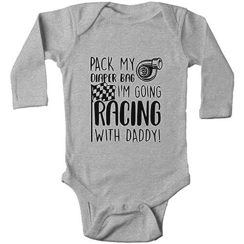 Pack My Diaper Bag I'm Going Racing with Daddy Baby Rompers Bodysuit Infant Long Sleeve Playsuit
