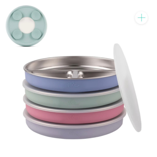 7.8" Stainless Steel Divided Plates with Suction Sleeve