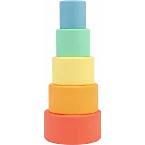 BLUE GINKGO Silicone Stacking Cups - Nesting Cups and Silicone Stacking Toy - Open Ended Montessori Toddler and Baby Stacking Cups - Neutral Baby Toys (5 Cups - Matte)