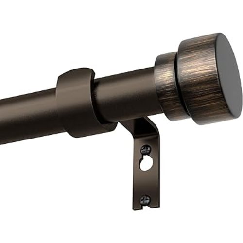 Lootkell Dark Brown Curtain Rods for Windows 66 to 120 Adjustable Modern Curtain Rod 1 inch Diameter Heavy Duty with Decorative Finials for Living Room Bedroom Farmhouse Outdoor Patio