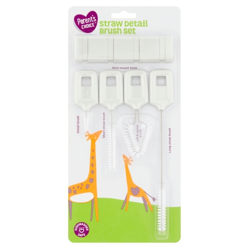 Parent's Choice Straw Detail Lid and Spout Cleaning Brush Set, 5 Count, Gray