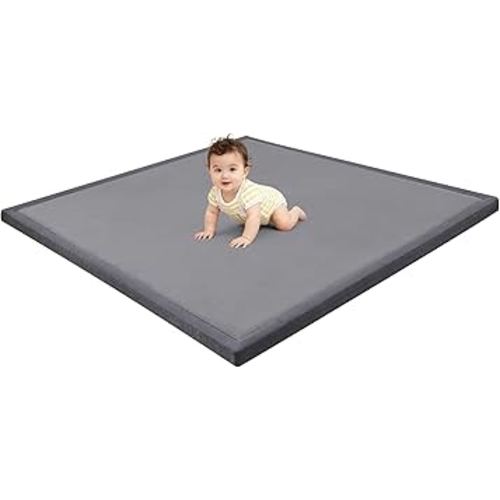 Ultra Soft Baby Play Mat for Floor, 50"x50" Playpen Mat, 1.3" Thick Memory Foam, Non-Slip Tummy Time Mat for Infants, Toddlers, and Kids – Water-Repellent Coral Velvet, Easy Care