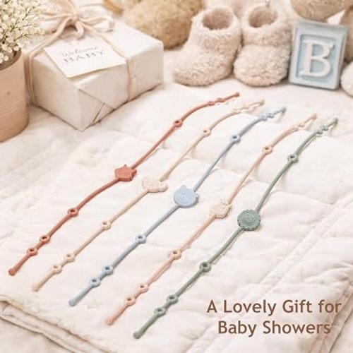 Toy Straps for Baby 6pcs, Silicone High Chair Toys Straps Stroller Accessories Toddler Bottle Strap Car Seat Toys Baby Travel Essential Silicone Ivory+Sage+Blue