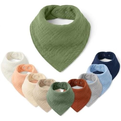 Mère & Moi Muslin Baby Bandana Bibs – 100% Cotton, Soft & Absorbent Drool & Teething Bibs