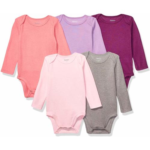 Hanes Ultimate Baby Flexy 5 Pack Long Sleeve Bodysuits