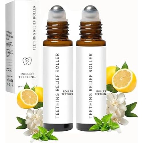 Teething Roller, Mamas Teether- Baby Teething Oil Roller, Natural Gentle, Teething Roller All Natural for Babies, Essential Oil Massage Roller- 2PCS