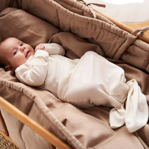 Baby Cotton Rib Knot Gown - Balsam Cream                   – MamaOwl