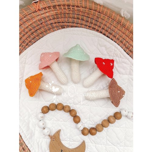 Baby Mushroom Rattle, Baby Gift, Baby Toadstool, Baby Shower Toy, Baby Toy, Baby Rattle, Organic Toy, Pretend Play