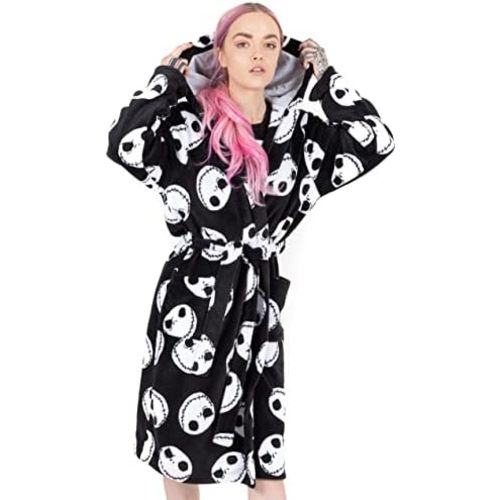 Disney The Nightmare Before Christmas Dressing Gown Womens Black Pjs Bathrobe