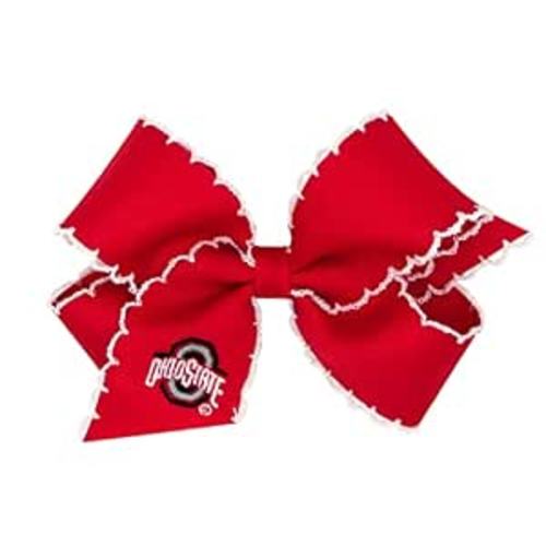 Divine Creations Girls' Collegiate Themed Game Day Logo Print Hair Bow by Wee Ones on a WeeStay Clip, Moonstitch, Medium, Ohio State