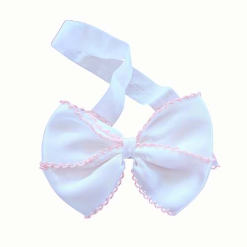 White Satin Bow Headband