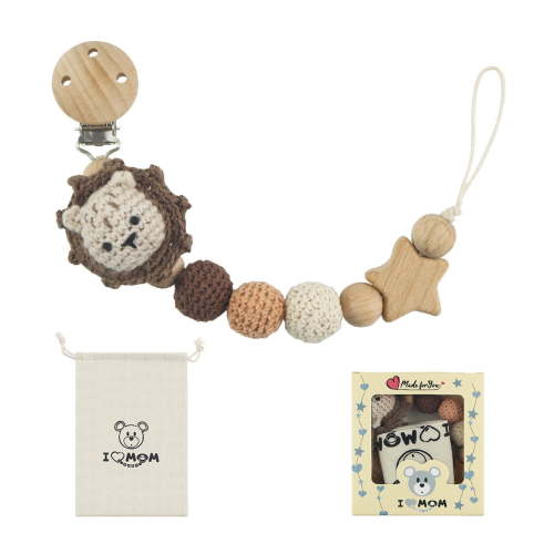 Pacifier Clip, Cute Animal Pacifier Holder Clip for Boys and Girls, Most Pacifiers, Baby Teethers, Baby Shower and Baby Essentials (Lion)