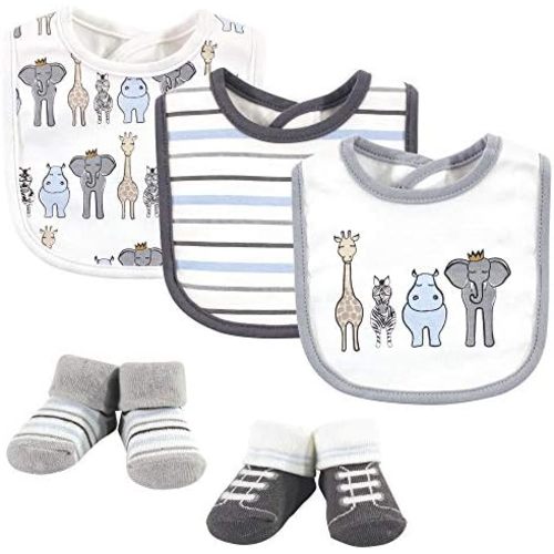 Hudson Baby Unisex BabyCotton Bib and Sock Set