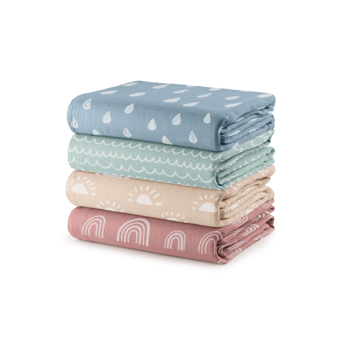 Muslin Swaddle Blankets, 4 Pack