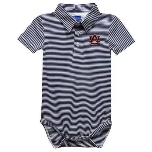 Auburn Tigers Vive La Fete Infant Polo Pencil Stripe Bodysuit - Navy