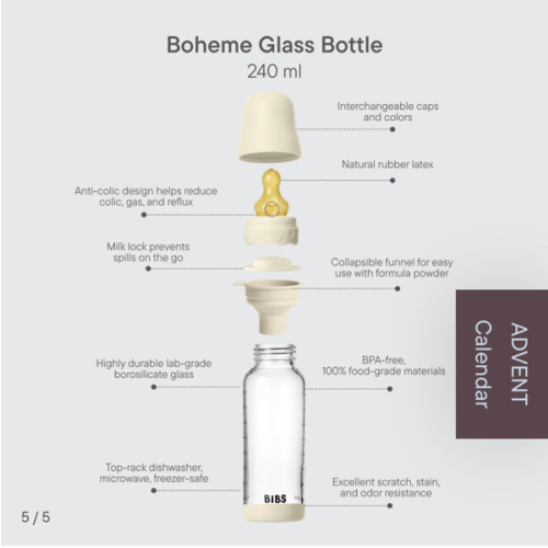 Baby Glass Bottle Boheme Set 240ml Latex - Violet Sky