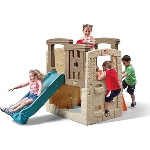 Step2 Woodland Climber II Kids Playset, Ages 2 –6 Years Old, Toddler Slide and Climbing Wall, Outdoor Playground for Backyard, Sturdy Plastic Frame, Easy Set Up